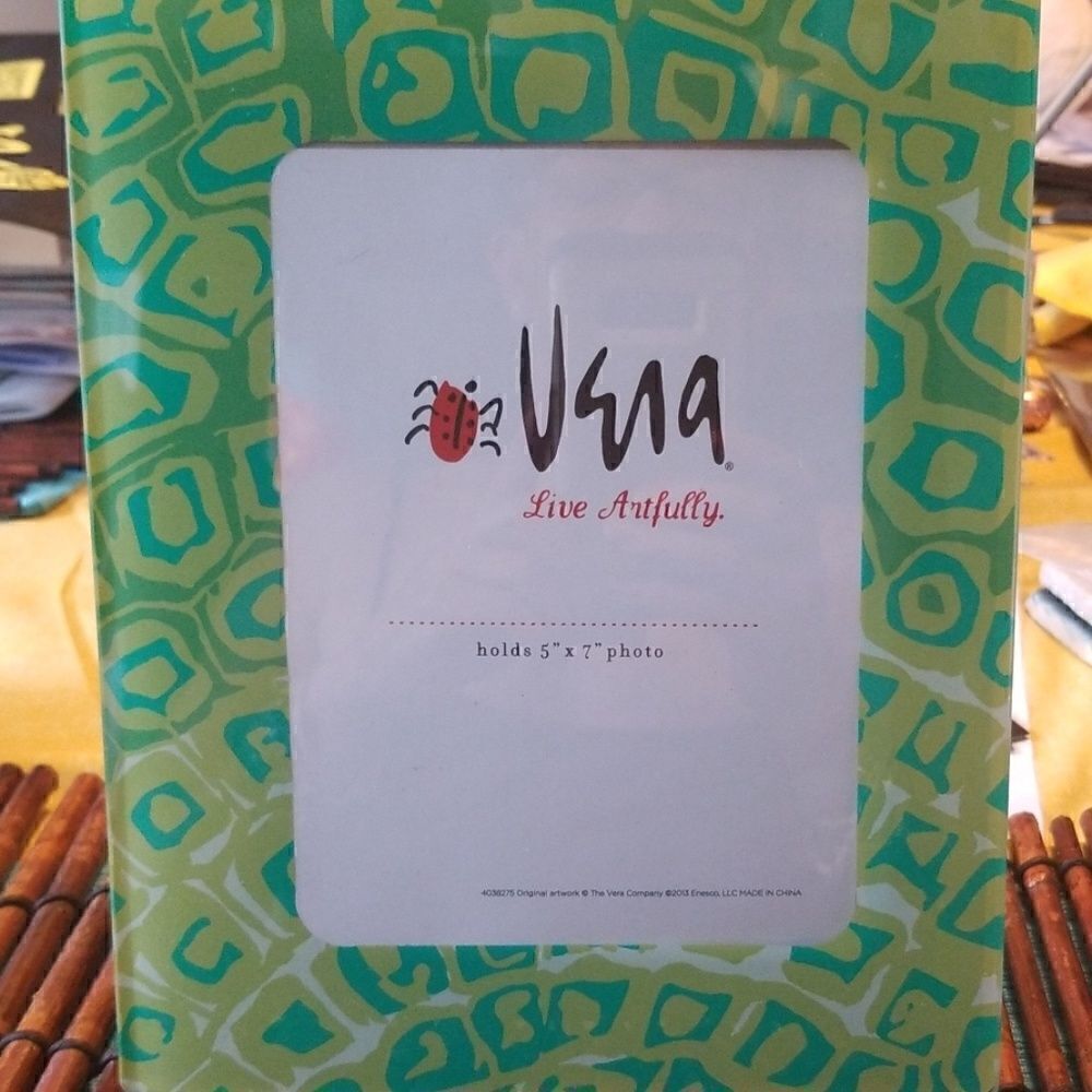 Vera Neumann Photo Frame, Turq & Lime Grn, NEW